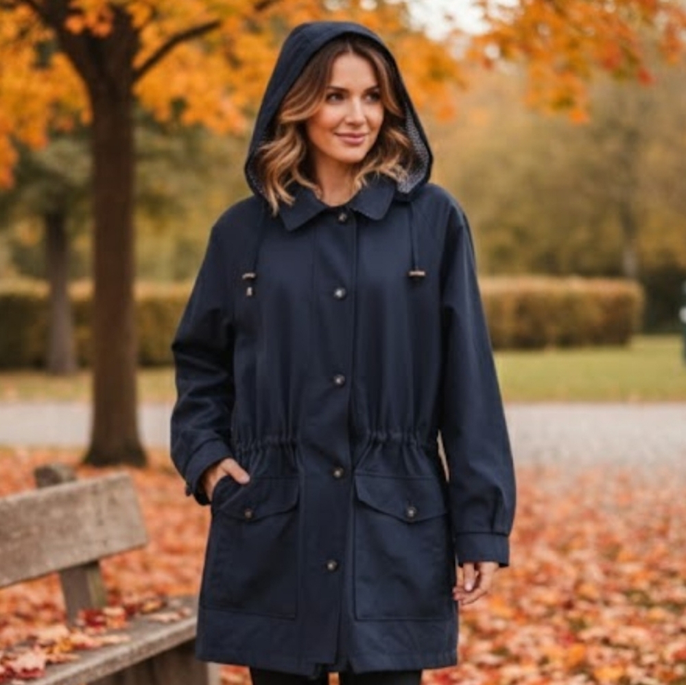 Sequence Navy Utility Jacket | Adjustable Waist Spring Trench Coat |size 15/16